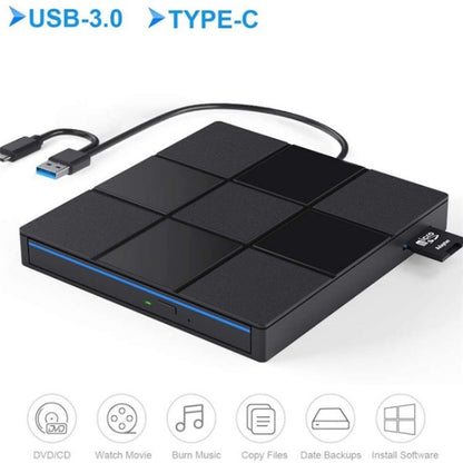 009 With USB Port for Laptop Computer External DVD Drive USB 3.0+Typle-C Adapter - Rewritable Drive by PMC Jewellery | Online Shopping South Africa | PMC Jewellery | Buy Now Pay Later Mobicred