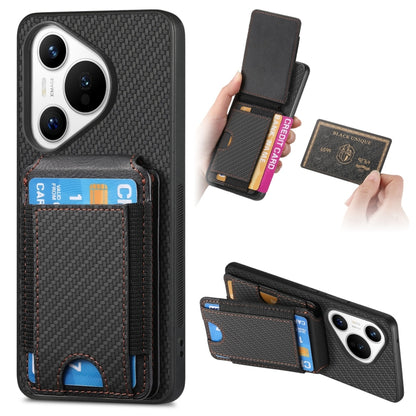 For Huawei Pura 70 Pro Carbon Fiber Vertical Flip Wallet Stand Phone Case(Black) - Huawei Cases by PMC Jewellery | Online Shopping South Africa | PMC Jewellery | Buy Now Pay Later Mobicred