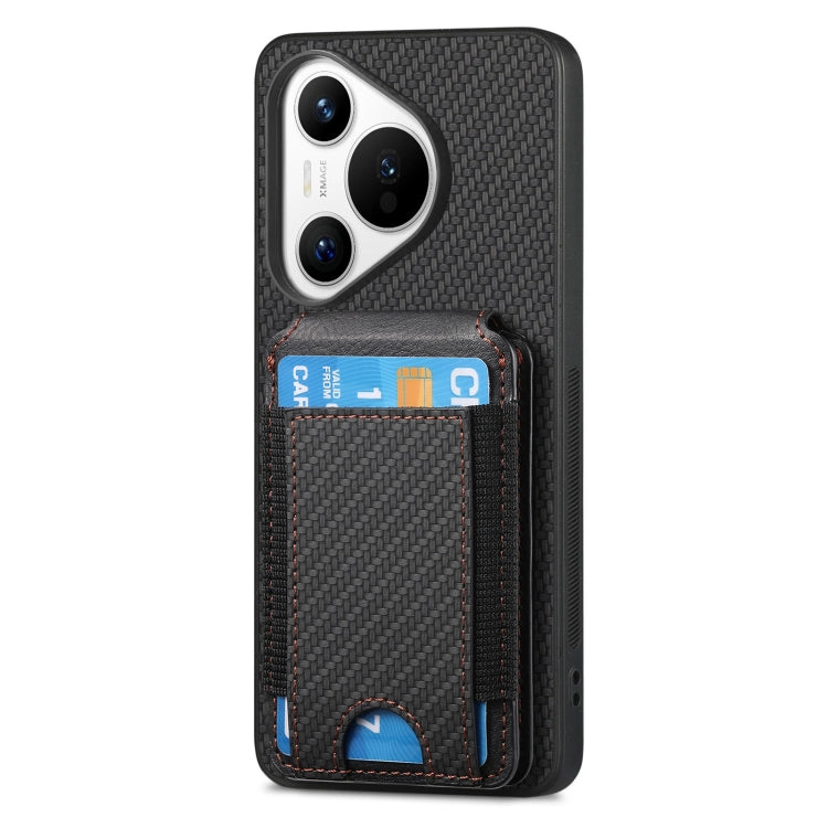 For Huawei Pura 70 Pro Carbon Fiber Vertical Flip Wallet Stand Phone Case(Black) - Huawei Cases by PMC Jewellery | Online Shopping South Africa | PMC Jewellery | Buy Now Pay Later Mobicred