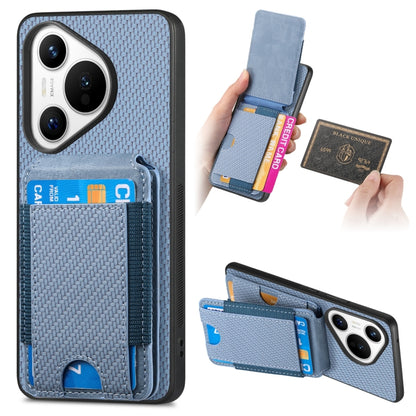 For Huawei Pura 70 Ultra Carbon Fiber Vertical Flip Wallet Stand Phone Case(Blue) - Huawei Cases by PMC Jewellery | Online Shopping South Africa | PMC Jewellery | Buy Now Pay Later Mobicred