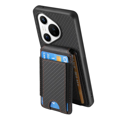 For Huawei Pura 70 Ultra Carbon Fiber Vertical Flip Wallet Stand Phone Case(Black) - Huawei Cases by PMC Jewellery | Online Shopping South Africa | PMC Jewellery | Buy Now Pay Later Mobicred