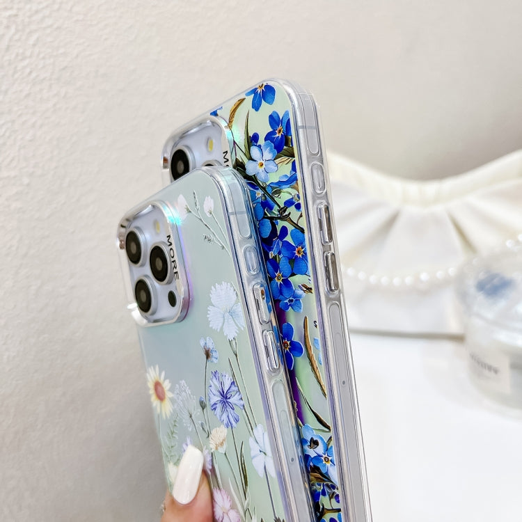 For iPhone 16 Pro Electroplating Laser Flower Phone Case with Wrist Strap(White Flower AH10) - iPhone 16 Pro Cases by PMC Jewellery | Online Shopping South Africa | PMC Jewellery | Buy Now Pay Later Mobicred