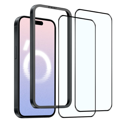 For iPhone 16 Plus NORTHJO 2pcs A++ Tempered Glass Film with Installation Frame - iPhone 16 Plus Tempered Glass by NORTHJO | Online Shopping South Africa | PMC Jewellery | Buy Now Pay Later Mobicred