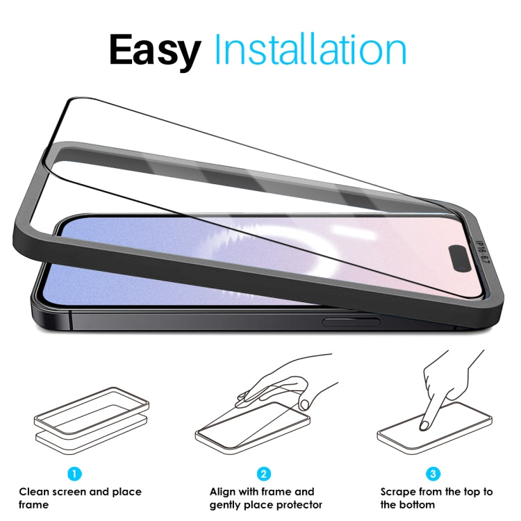 For iPhone 16 Plus NORTHJO 2pcs A++ Tempered Glass Film with Installation Frame - iPhone 16 Plus Tempered Glass by NORTHJO | Online Shopping South Africa | PMC TechLife | Buy Now Pay Later Mobicred