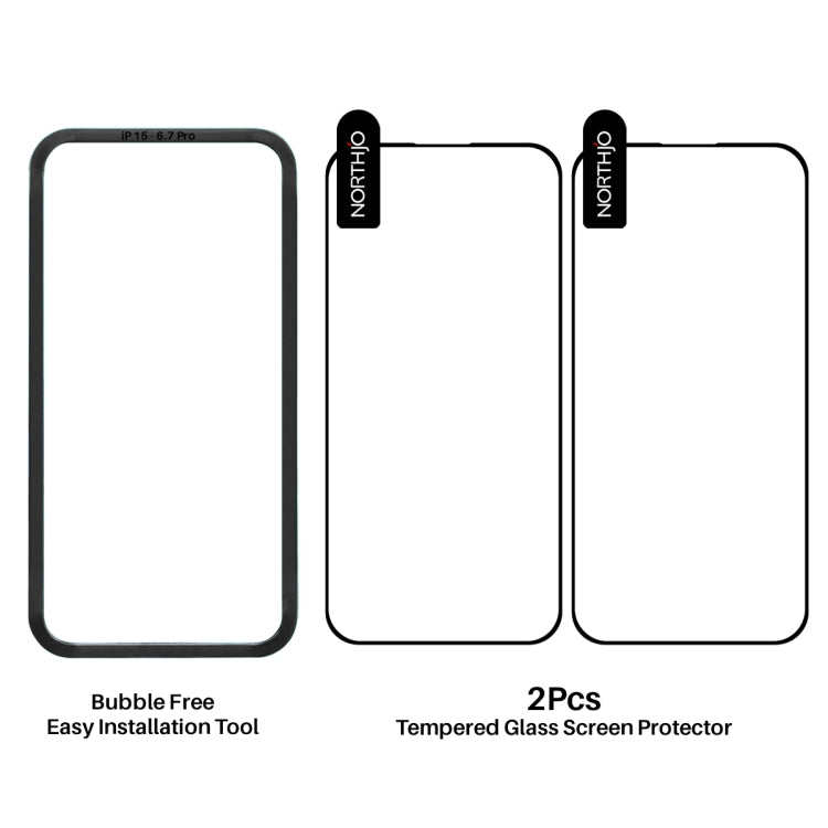 For iPhone 16 Plus NORTHJO 2pcs A++ Tempered Glass Film with Installation Frame - iPhone 16 Plus Tempered Glass by NORTHJO | Online Shopping South Africa | PMC TechLife | Buy Now Pay Later Mobicred