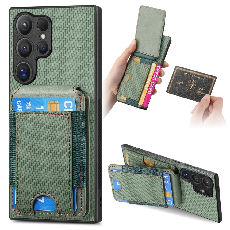 For Samsung Galaxy S24 Ultra 5G Carbon Fiber Vertical Flip Wallet Stand Phone Case(Green) - Galaxy S24 Ultra 5G Cases by PMC Jewellery | Online Shopping South Africa | PMC Jewellery | Buy Now Pay Later Mobicred