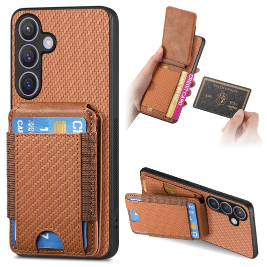 For Samsung Galaxy S24+ 5G Carbon Fiber Vertical Flip Wallet Stand Phone Case(Brown) - Galaxy S24+ 5G Cases by PMC Jewellery | Online Shopping South Africa | PMC Jewellery | Buy Now Pay Later Mobicred