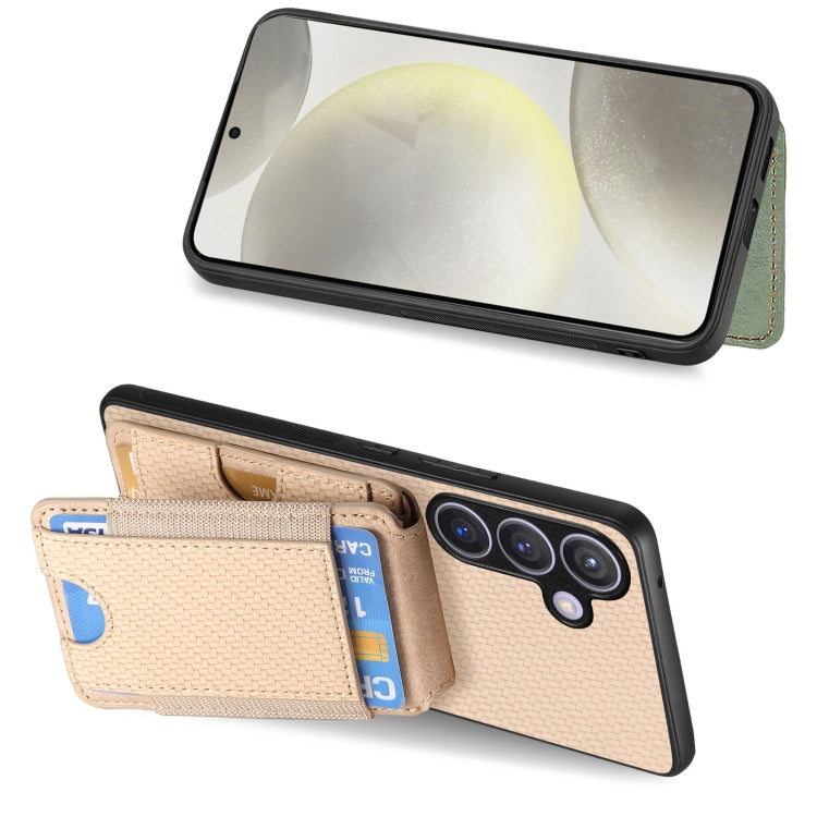 For Samsung Galaxy S24+ 5G Carbon Fiber Vertical Flip Wallet Stand Phone Case(Khaki) - Galaxy S24+ 5G Cases by PMC Jewellery | Online Shopping South Africa | PMC Jewellery | Buy Now Pay Later Mobicred