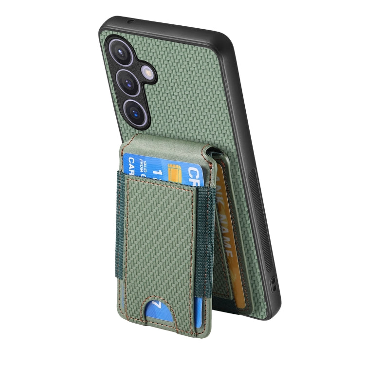 For Samsung Galaxy S24+ 5G Carbon Fiber Vertical Flip Wallet Stand Phone Case(Green) - Galaxy S24+ 5G Cases by PMC Jewellery | Online Shopping South Africa | PMC Jewellery | Buy Now Pay Later Mobicred