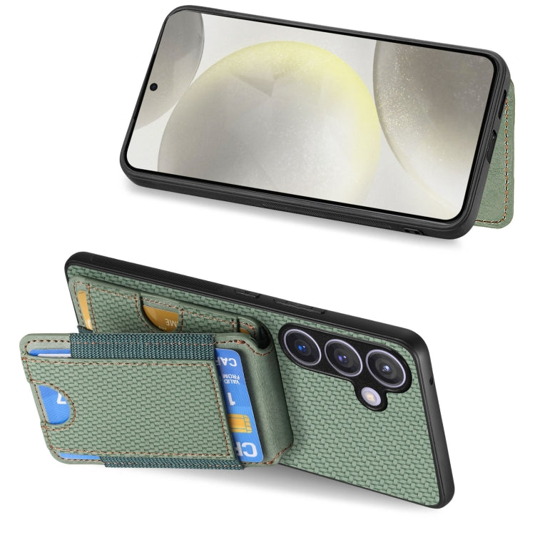 For Samsung Galaxy S24+ 5G Carbon Fiber Vertical Flip Wallet Stand Phone Case(Green) - Galaxy S24+ 5G Cases by PMC Jewellery | Online Shopping South Africa | PMC Jewellery | Buy Now Pay Later Mobicred