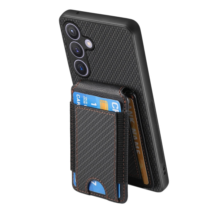 For Samsung Galaxy S24 5G Carbon Fiber Vertical Flip Wallet Stand Phone Case(Black) - Galaxy S24 5G Cases by PMC Jewellery | Online Shopping South Africa | PMC Jewellery | Buy Now Pay Later Mobicred