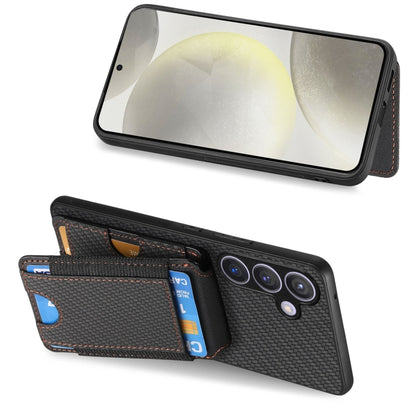 For Samsung Galaxy S24 5G Carbon Fiber Vertical Flip Wallet Stand Phone Case(Black) - Galaxy S24 5G Cases by PMC Jewellery | Online Shopping South Africa | PMC Jewellery | Buy Now Pay Later Mobicred