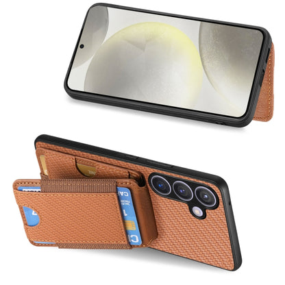 For Samsung Galaxy S24 5G Carbon Fiber Vertical Flip Wallet Stand Phone Case(Brown) - Galaxy S24 5G Cases by PMC Jewellery | Online Shopping South Africa | PMC Jewellery | Buy Now Pay Later Mobicred