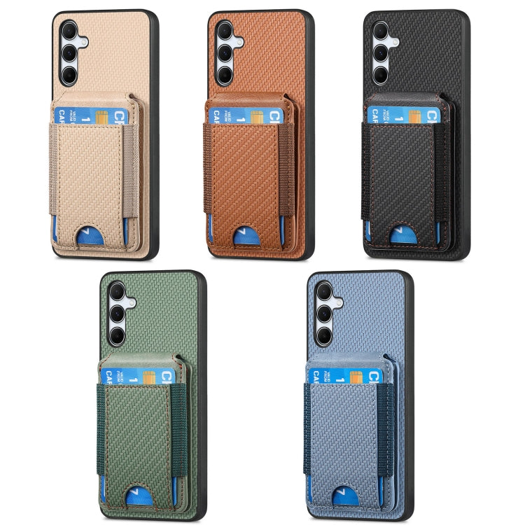 For Samsung Galaxy S24 5G Carbon Fiber Vertical Flip Wallet Stand Phone Case(Khaki) - Galaxy S24 5G Cases by PMC Jewellery | Online Shopping South Africa | PMC Jewellery | Buy Now Pay Later Mobicred