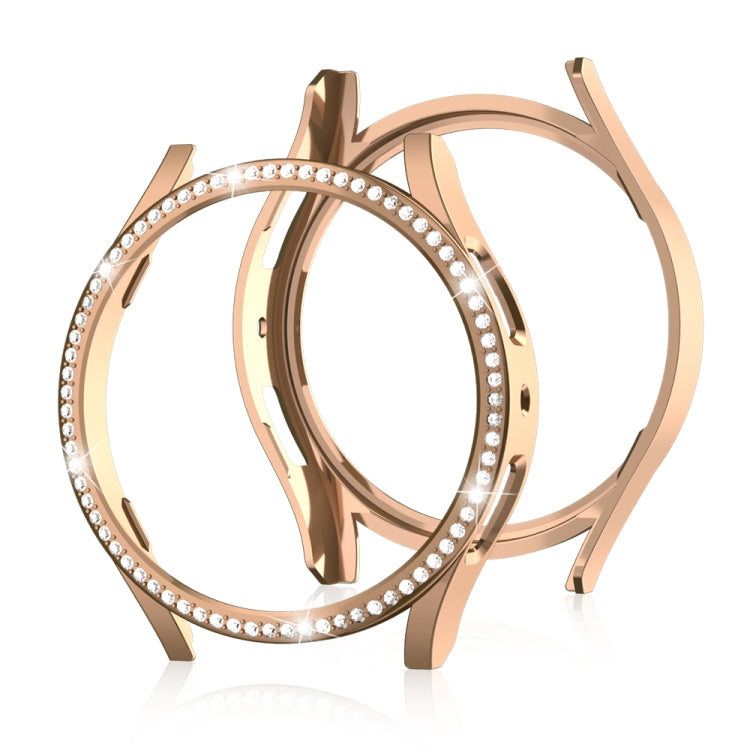 For Samsung Galaxy Watch 7 40mm Single Diamond Hollow PC Watch Protective Case(Rose Gold) - Watch Cases by PMC TechLife | Online Shopping South Africa | PMC TechLife | Buy Now Pay Later Mobicred