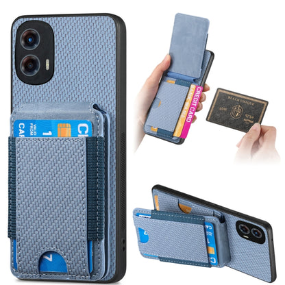 For Motorola Moto G 5G 2024 4G Carbon Fiber Vertical Flip Wallet Stand Phone Case(Blue) - Motorola Cases by PMC Jewellery | Online Shopping South Africa | PMC Jewellery | Buy Now Pay Later Mobicred