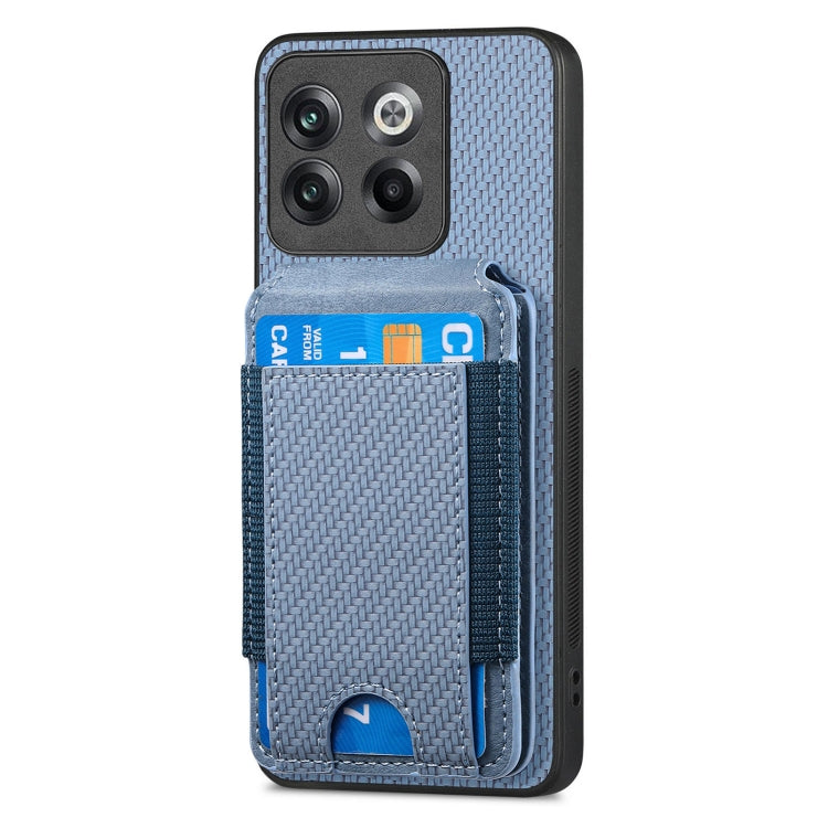 For OnePlus 12 5G Carbon Fiber Vertical Flip Wallet Stand Phone Case(Blue) - OnePlus Cases by PMC TechLife | Online Shopping South Africa | PMC TechLife | Buy Now Pay Later Mobicred
