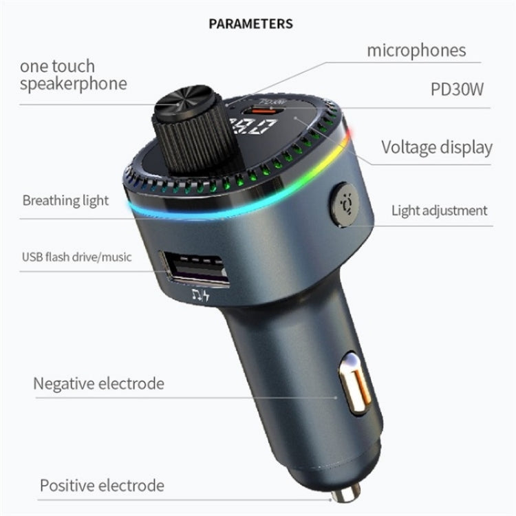 C58 Car MP3 Music Player Type-C + USB Car Charger Bluetooth Adapter FM Transmitter - Car Charger by PMC Jewellery | Online Shopping South Africa | PMC Jewellery | Buy Now Pay Later Mobicred