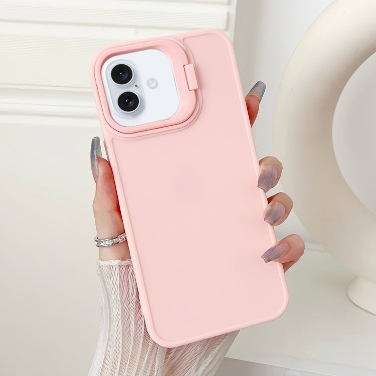 For iPhone 16 Lens Frame Holder Shockproof Phone Case(Pink) - iPhone 16 Cases by PMC Jewellery | Online Shopping South Africa | PMC Jewellery | Buy Now Pay Later Mobicred