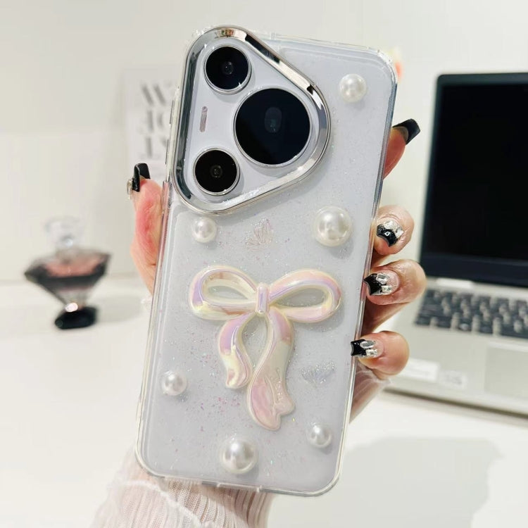 For Huawei Pura 70 Pro 3D Bow Pearl Love Flower TPU Phone Case(Pearl Bow) - Huawei Cases by PMC Jewellery | Online Shopping South Africa | PMC Jewellery | Buy Now Pay Later Mobicred