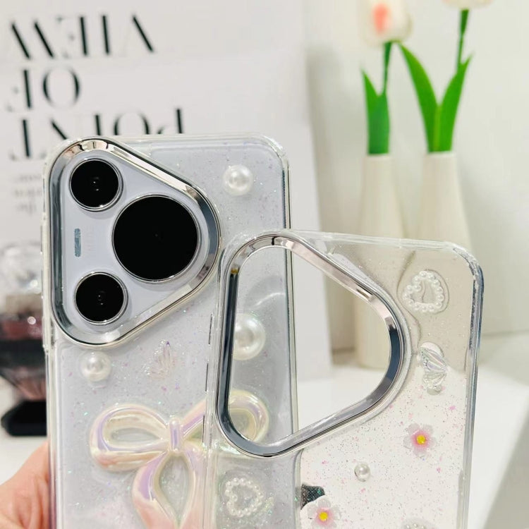 For Huawei Pura 70 3D Bow Pearl Love Flower TPU Phone Case(Butterfly Love Flower) - Huawei Cases by PMC Jewellery | Online Shopping South Africa | PMC Jewellery | Buy Now Pay Later Mobicred