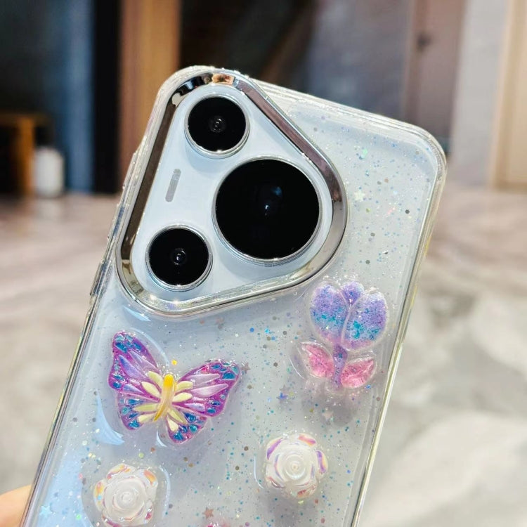 For Huawei Pura 70 Pro 3D Colorful Crystal Butterfly TPU Phone Case(Butterfly Pearl) - Huawei Cases by PMC Jewellery | Online Shopping South Africa | PMC Jewellery | Buy Now Pay Later Mobicred