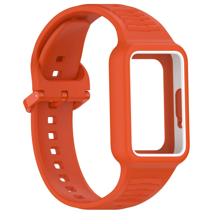 For  Huawei Band 9 NFC Two Color Frame Integrated Silicone Watch Band(Orange) - Watch Bands by PMc TechLife | Online Shopping South Africa | PMc TechLife | Buy Now Pay Later Mobicred