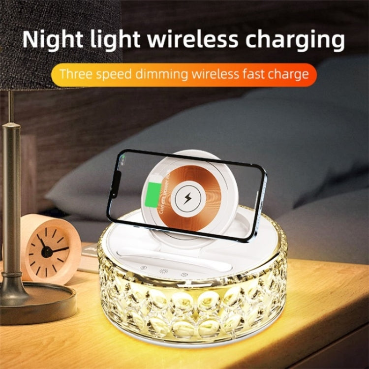 F11 Mobile Phone Holder Desktop Wireless Charger Dock Multi-Function Crystal Night Light - Wireless Charger by PMC Jewellery | Online Shopping South Africa | PMC Jewellery | Buy Now Pay Later Mobicred