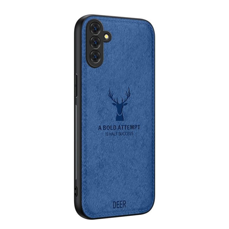 For Samsung Galaxy S25+ 5G Deer Head Cloth Skin All-inclusive Phone Case(Blue) - Galaxy S25+ 5G Cases by PMC Jewellery | Online Shopping South Africa | PMC Jewellery | Buy Now Pay Later Mobicred