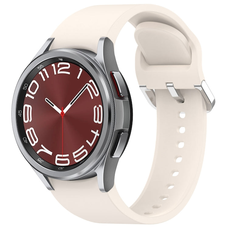 For Samsung Galaxy Watch 6 Classic 43mm Solid Color Silver Buckle Quick Release Silicone Watch Band(Starlight) - free shipping - PMC TechLife - Order now!