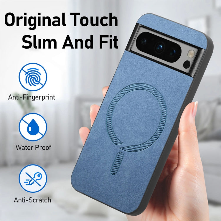 For Google Pixel 9 Pro XL Retro Magsafe Magnetic PU Back Cover Phone Case(Blue) - Google Cases by PMC Jewellery | Online Shopping South Africa | PMC Jewellery | Buy Now Pay Later Mobicred