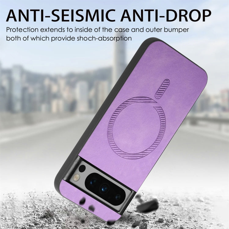 For Google Pixel 9 / 9 Pro Retro Magsafe Magnetic PU Back Cover Phone Case(Purple) - Google Cases by PMC Jewellery | Online Shopping South Africa | PMC Jewellery | Buy Now Pay Later Mobicred