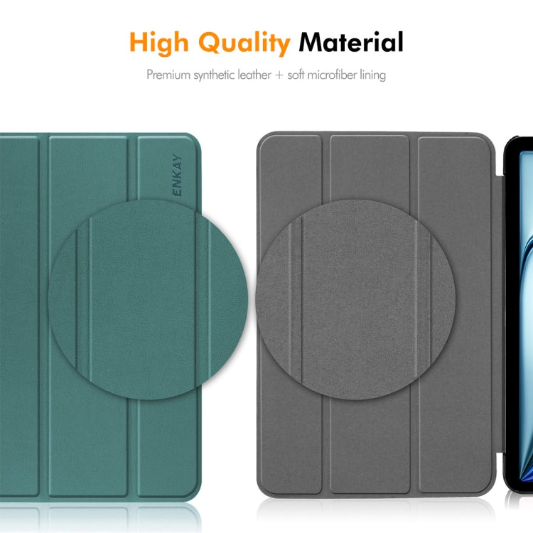 For Huawei MatePad SE 11 2024 ENKAY Tri-fold Custer Texture Platic Leather Tablet Case(Grey) - free shipping - PMC Jewellery - Order now!