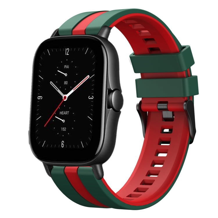 For Amazfit GTS 2E 20mm Two-Color Sports Silicone Watch Band(Green+Red) - free shipping - PMC TechLife - Order now!