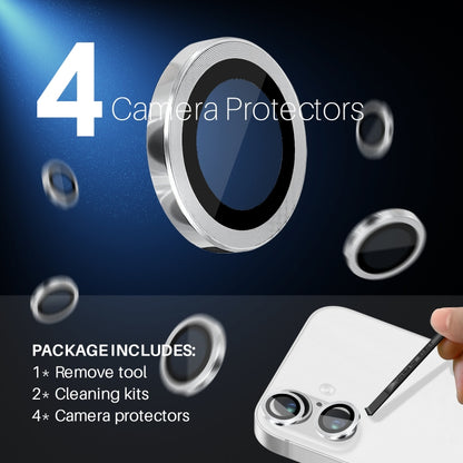 For iPhone 16 / 16 Plus NORTHJO 2 Sets 4pcs Camera Lens Protector Cover Metal Ring Film(Silver) - iPhone 16 Plus Tempered Glass by NORTHJO | Online Shopping South Africa | PMC Jewellery | Buy Now Pay Later Mobicred