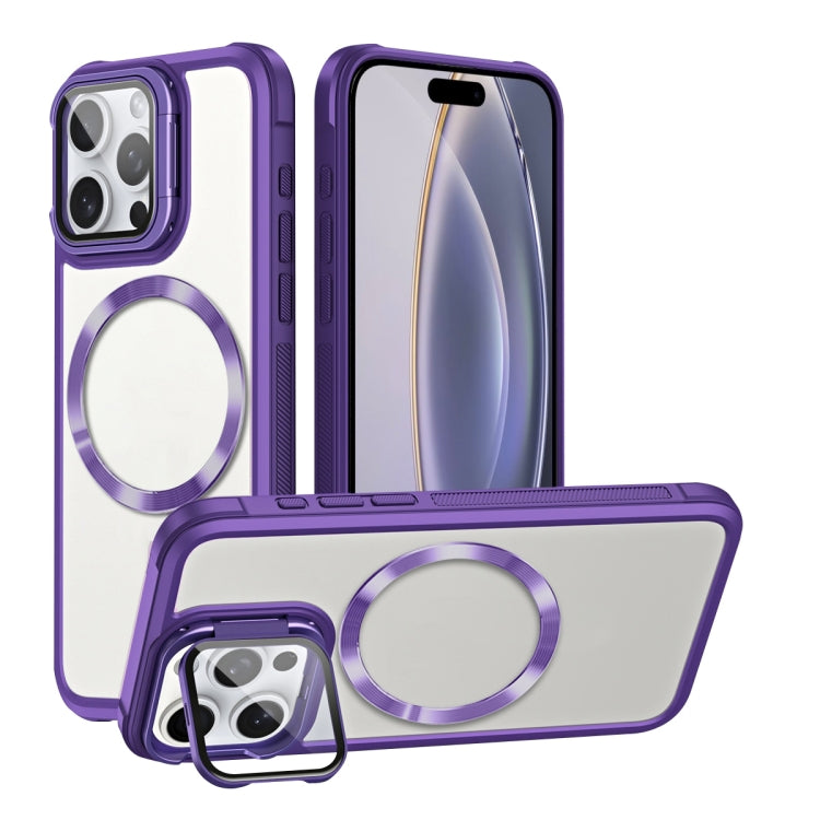 For iPhone 16 Pro Magsafe CD-grain Acrylic Hybrid TPU Phone Case(Purple) - iPhone 16 Pro Cases by PMC Jewellery | Online Shopping South Africa | PMC Jewellery | Buy Now Pay Later Mobicred