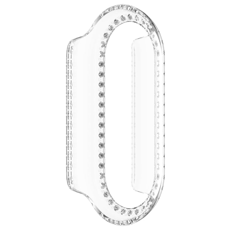 For Xiaomi Smart Band 9 NFC Diamond Half Coverage Hollow PC Watch Protective Case(Transparent White) - Watch Cases by PMC Jewellery | Online Shopping South Africa | PMC Jewellery | Buy Now Pay Later Mobicred