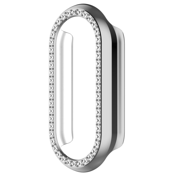 For Xiaomi Smart Band 9 Diamond Half Coverage Hollow PC Watch Protective Case(Silver) - Watch Cases by PMC TechLife | Online Shopping South Africa | PMC TechLife | Buy Now Pay Later Mobicred