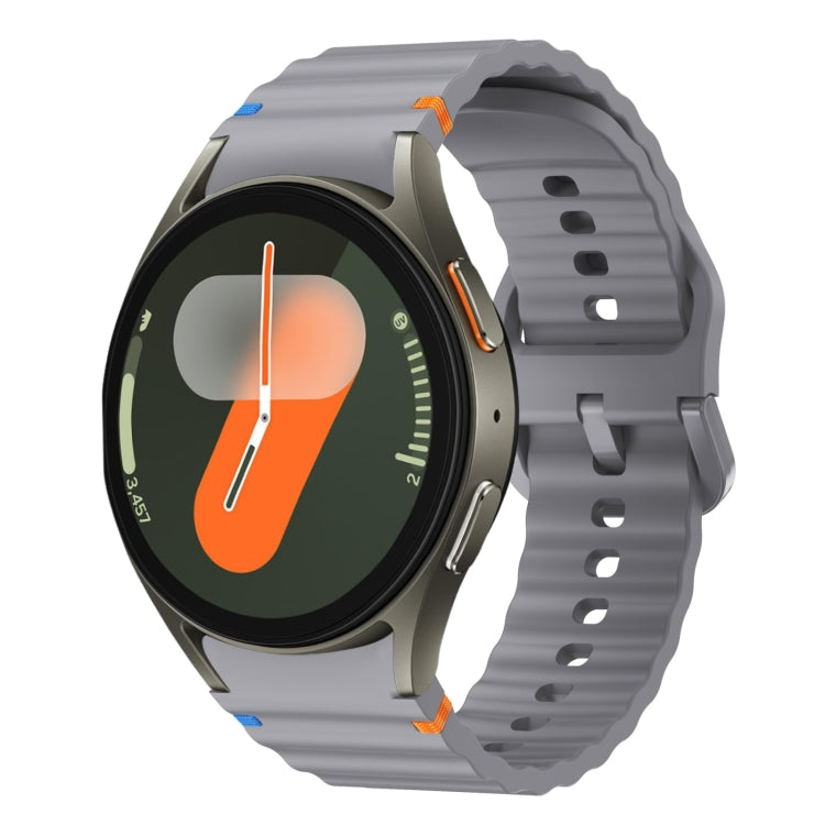 For Samsung Galaxy Watch 7 40 / 44mm Wave Pattern Stitched Silicone Watch Band(Dark Gray) - free shipping - PMC TechLife - Order now!