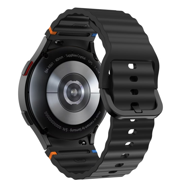 For Samsung Galaxy Watch 6 Classic Wave Pattern Stitched Silicone Watch Band(Black) - free shipping - PMC TechLife - Order now!