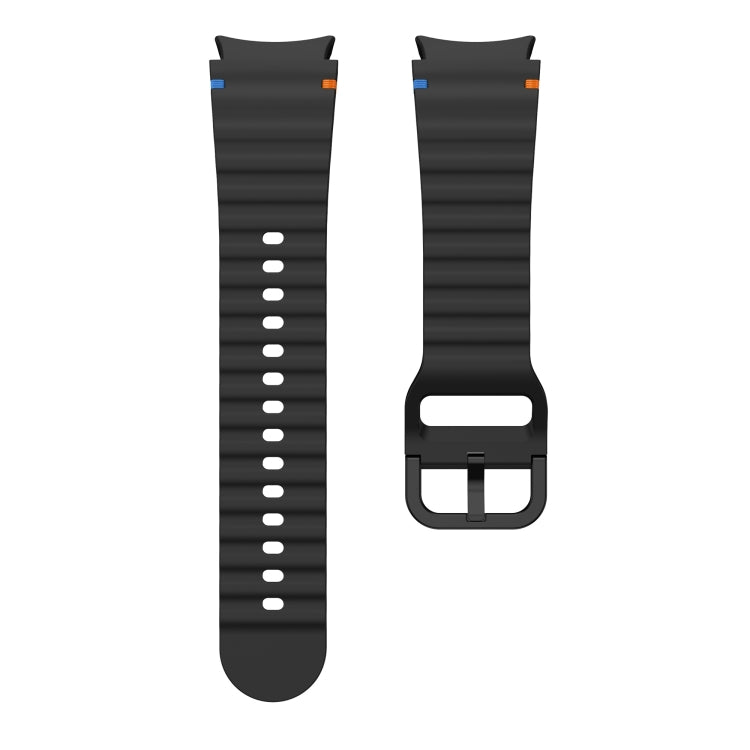 For Samsung Galaxy Watch 6 Classic Wave Pattern Stitched Silicone Watch Band(Black) - free shipping - PMC TechLife - Order now!