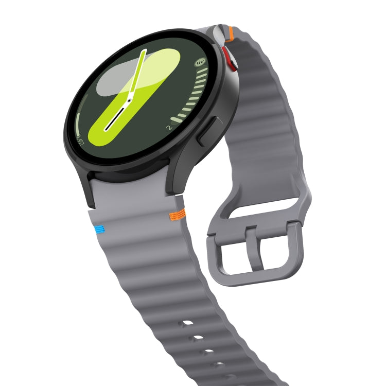 For Samsung Galaxy Watch 5 40 / 44mm Wave Pattern Stitched Silicone Watch Band(Dark Gray) - free shipping - PMC TechLife - Order now!