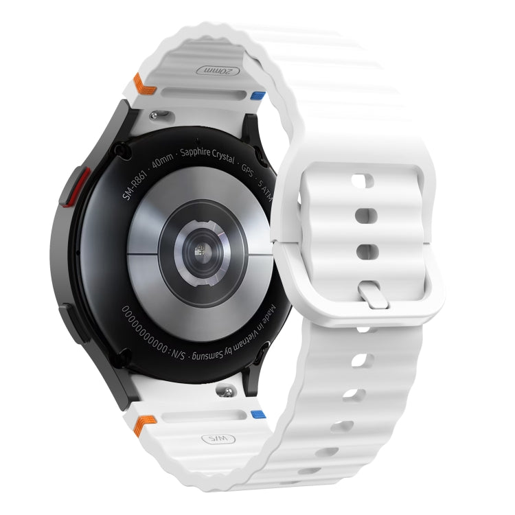 For Samsung Galaxy Watch 5 Pro Wave Pattern Stitched Silicone Watch Band(White) - free shipping - PMC TechLife - Order now!