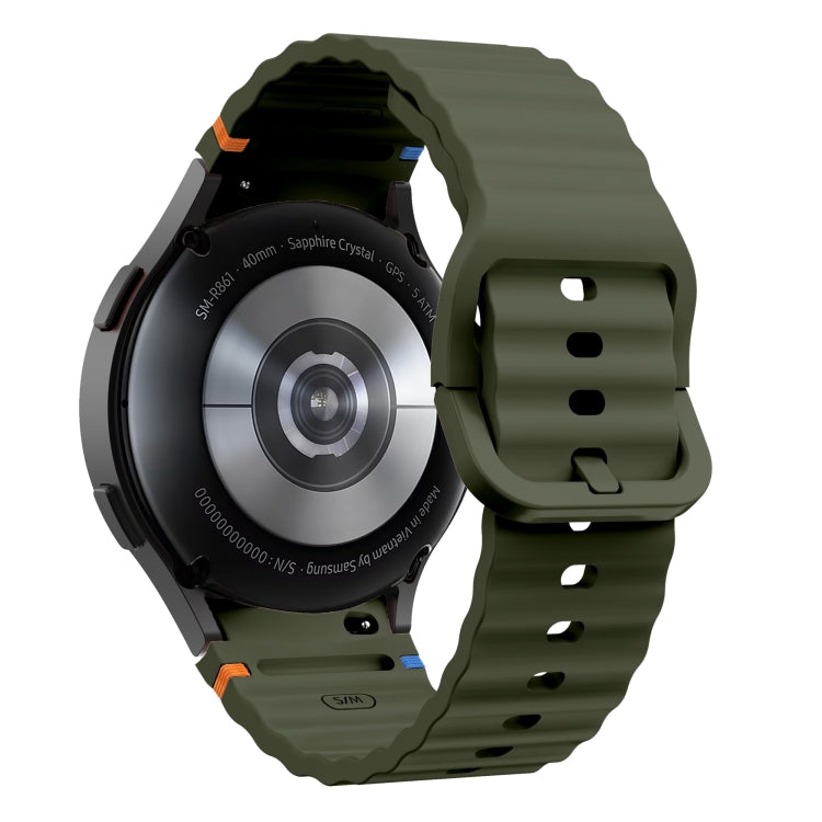 For Samsung Galaxy Watch 5 Pro Wave Pattern Stitched Silicone Watch Band(Army Green) - free shipping - PMC TechLife - Order now!