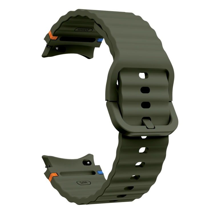 For Samsung Galaxy Watch 5 Pro Wave Pattern Stitched Silicone Watch Band(Army Green) - free shipping - PMC TechLife - Order now!