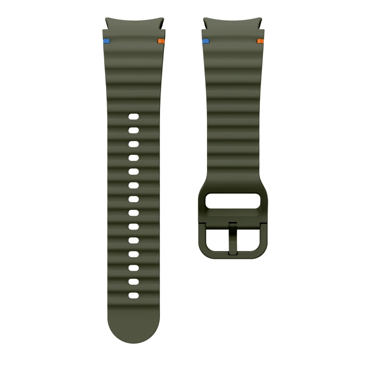 For Samsung Galaxy Watch 5 Pro Wave Pattern Stitched Silicone Watch Band(Army Green) - free shipping - PMC TechLife - Order now!
