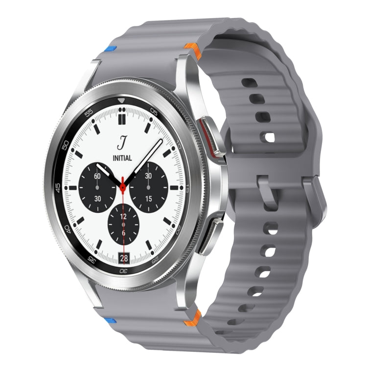 For Samsung Galaxy Watch 4 Classic 42 / 46mm Wave Pattern Stitched Silicone Watch Band(Dark Gray) - free shipping - PMC TechLife - Order now!