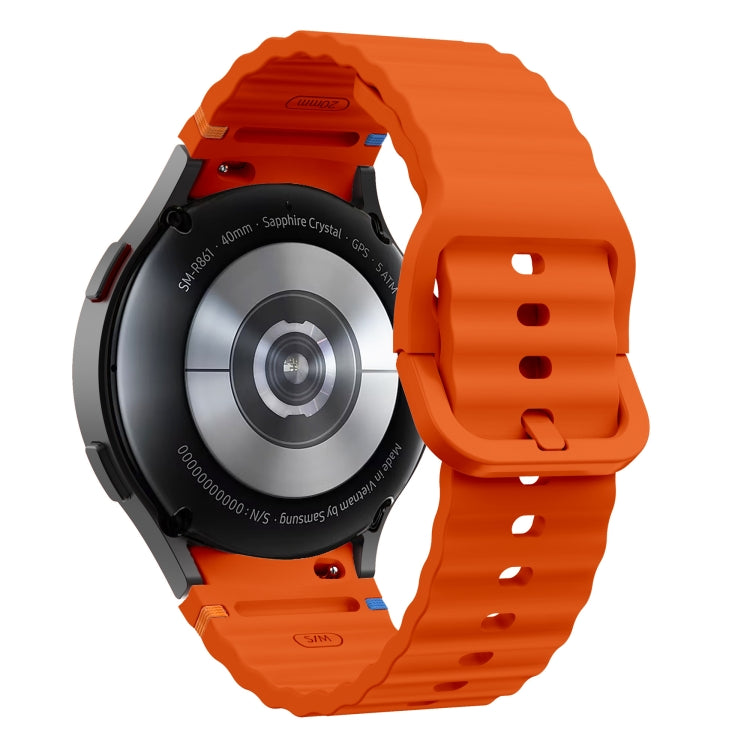 For Samsung Galaxy Watch 4 Classic 42 / 46mm Wave Pattern Stitched Silicone Watch Band(Orange) - free shipping - PMC TechLife - Order now!