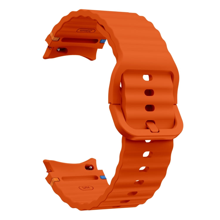 For Samsung Galaxy Watch 4 Classic 42 / 46mm Wave Pattern Stitched Silicone Watch Band(Orange) - free shipping - PMC TechLife - Order now!