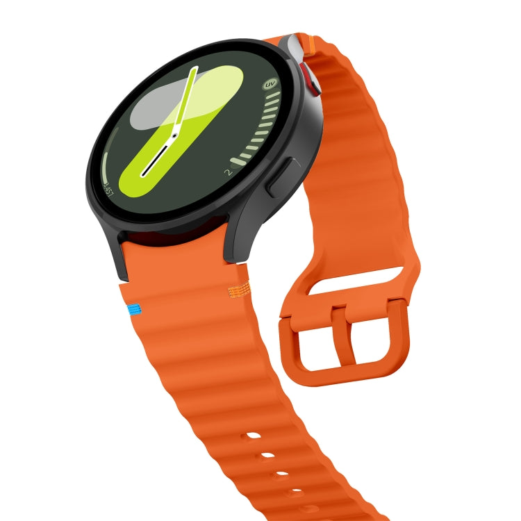 For Samsung Galaxy Watch 4 Classic 42 / 46mm Wave Pattern Stitched Silicone Watch Band(Orange) - free shipping - PMC TechLife - Order now!